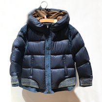 Spot childrens clothing custom 21 winter new male and female child splicing corduroy warm hooded down jacket white duck down children