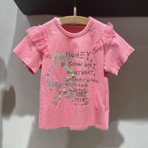 Spot Children Dress Custom 22 Summer New Girl Splicing Mesh Yarn Letter Printed T-shirt Children Casual Short Sleeve Blouse