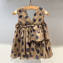 Spot children dress custom 22 summer new girl V collar sleeveless printed shirt doll with lotus leaf side vest blouse