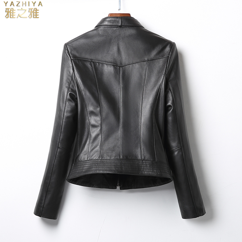 2020 mùa xuân mới Henning Cừu Da Da ngắn Locomotive lãm Leather Jacket da của phụ nữ Slim Collar Edling