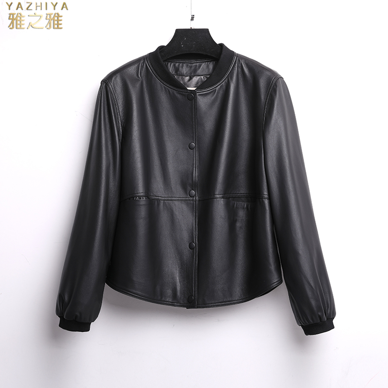 2020 mùa xuân mới Haining Da của phụ nữ ngắn Cừu Leather Jacket Hàn Quốc Version Loose-fitting Slim Jacket Tide