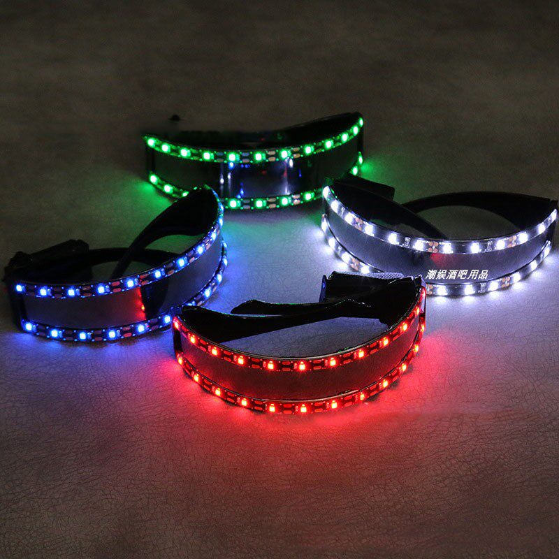 Bar Nightclub Stage DJ Seven Colorful Luminous Glasses Future Tech Bounty Cool Men And Women Sunglasses Electric Syllables Dress Up