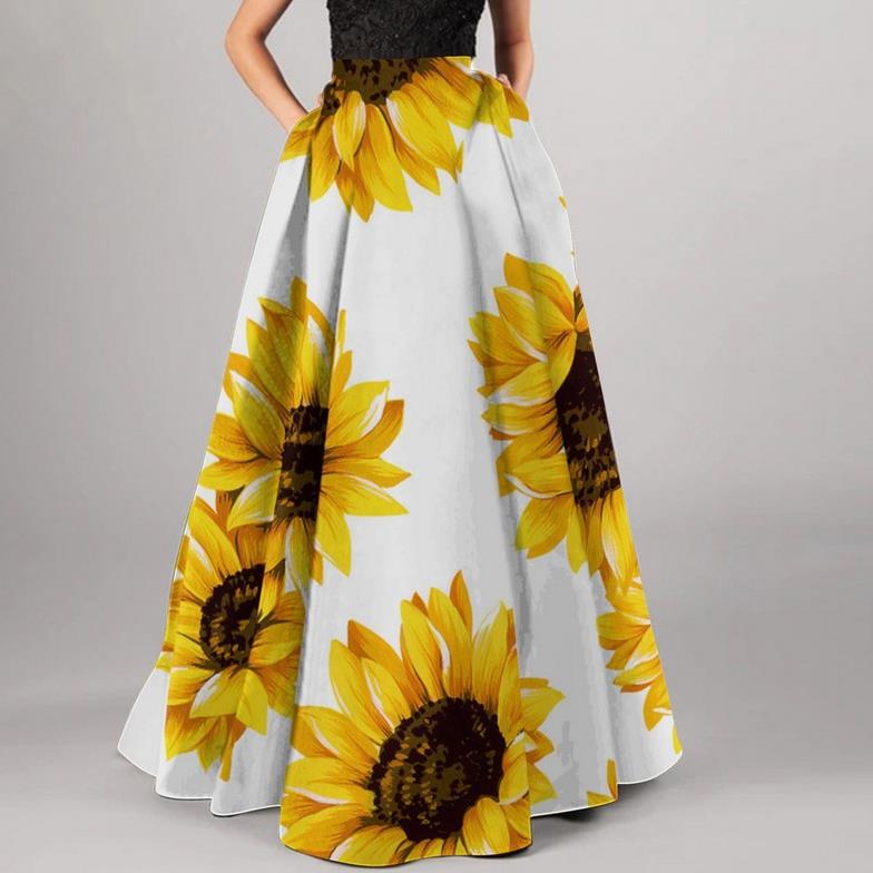 2023 Women's Bohemian Floral Loose Skirt High Waist Party Holiday Beach Maxi Dress 2023 Women's Bohemian Floral Loose Skirt High Waist Party Holiday Beach Maxi Dress