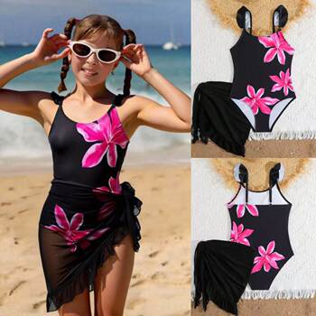 ເດັກຍິງ swimwear ເດັກຍິງຊຸດລອຍນ້ໍາຫນຶ່ງສິ້ນພິມປ້ອງກັນແດດຫາດຊາຍຊຸດ swimwear ເດັກນ້ອຍແບບເອີຣົບແລະອາເມລິກາ ins