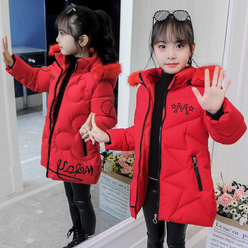 Girls Fashion Warm Costume 2023 New thickening zipper warm clothing for girls online red and Korean cotton