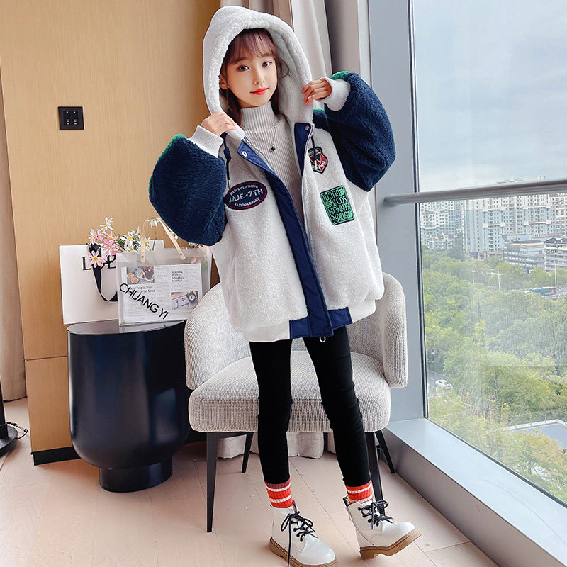 Girls thicken warm coat 2023 new casual fashion jacket cotton sweater in winter - coat