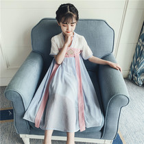 Girls hanfu dress with dress for summer clothes 2021 new children Ancient clothes Chinese wind Down with super fairy floating in a skirt