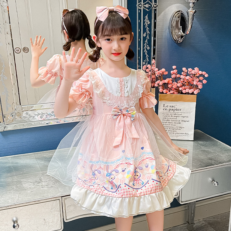 Lolita girls dress summer 2023 new child lolita skirt gas - air short - sleeve Princess Lori