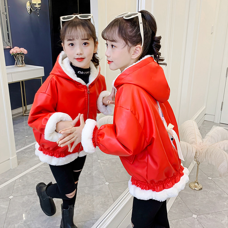 Girls plus cotton clothes 2023 new lamb suede warm coat for little girl Han Edition fashionable winter cotton clothes