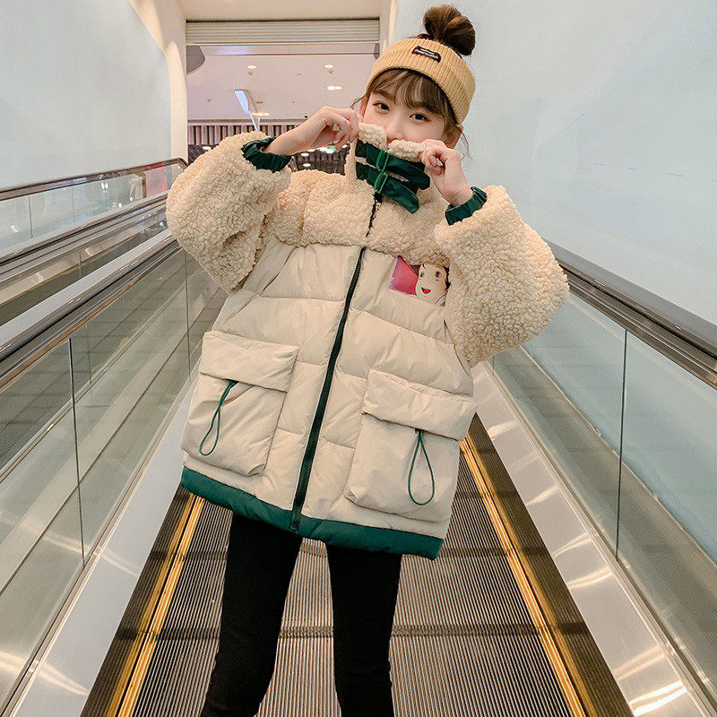 Girls Down Cotton Cotton Winter Clothing 2023 New Child Han - Ed Ocean Gas thickened lamb coat