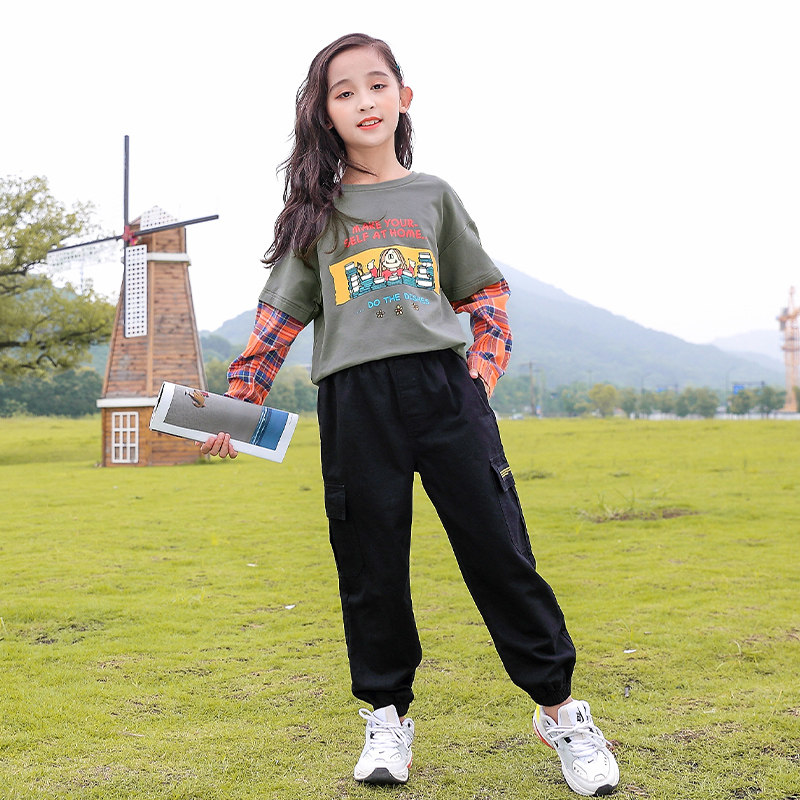 Girls' autumn suits 2022 new Korean version of the big children's spring and autumn children's Western style fashion girl net red two-piece suit