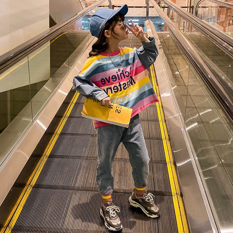 Girls suit Spring and autumn 2021 new Korean version Children's Yanpai girls Spring and autumn tennis Red leisure sports Two suits tides