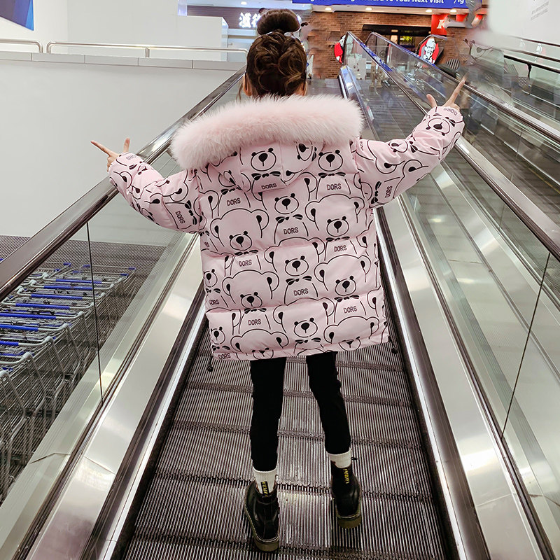 Girls cotton coat 2023 new plus thickening coat in the big childhood cartoon knife fashion cotton