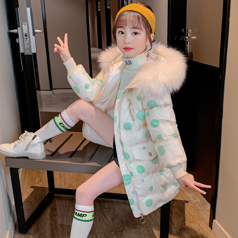 Girls down cotton cotton clothes 2023 new plus thickening gas for a long girl cotton coat