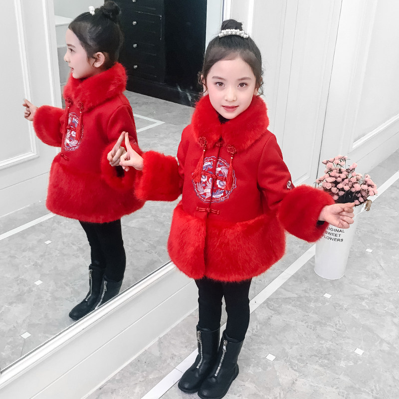 Girls Wearing Winter Clothes 2023 New Handling Red New Year Costume Girls Chinese Fenghang Clothes