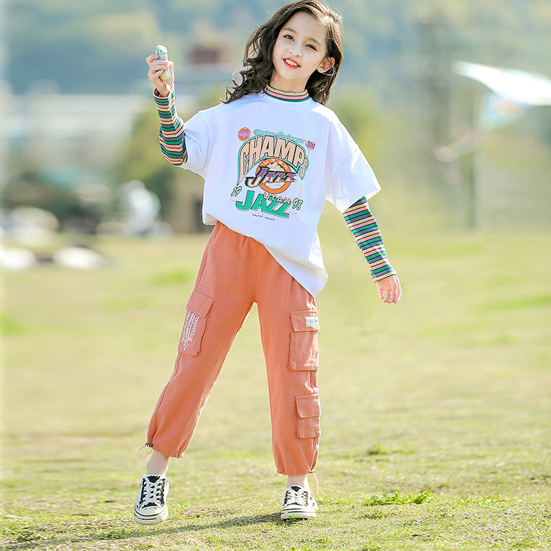 Girls Autumn Clothing 2023 New Net Red Ocean long sleeve children's clothing girl Spring and Autumn and relaxed two pieces