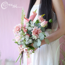 New Product] Peach's Yaoyao Handmade Hand-made Bouquet of Flowers Wedding Shooting Exterior Wedding Photos Simulation Bouquet