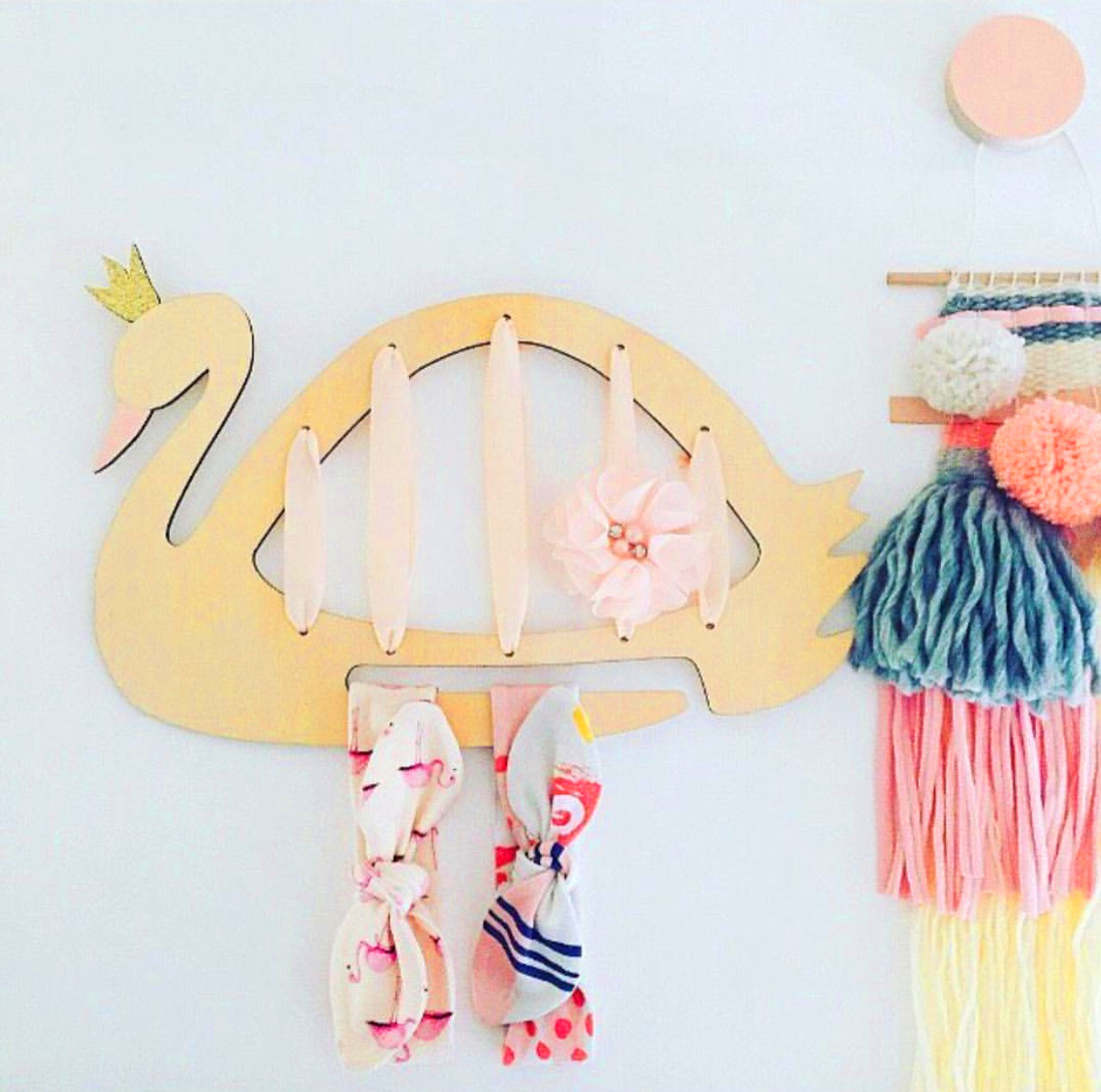 Nordic in girls baby children's room wall hanging wall - wall - decoration crown swan hair ring hair - clamp receiver frame