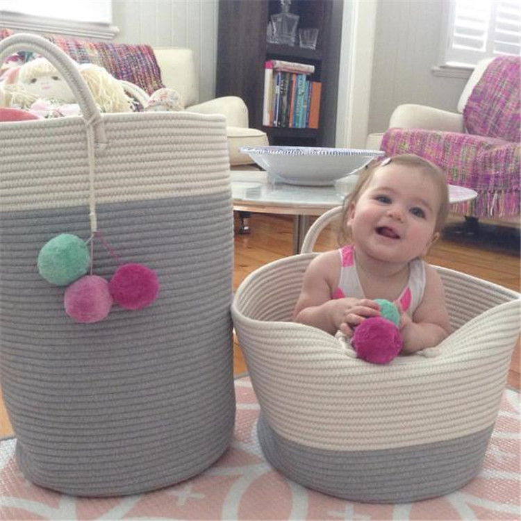 Nordic Ins Style Children's Toys Containing Bucket Dirty Clothes Basket Cotton Thread Woven Storage Box Baby Supplies Containing Basket