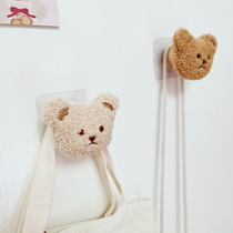 Korean in wind embroidered bear wood wall decoration pegged childrens room dress wall hanging closet door adhesive