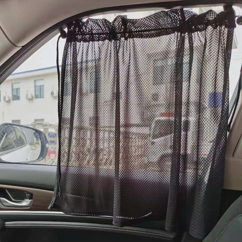 Summer Thin Overdraft Mesh Yarn Car Curtain Sunshade Curtain Universal On-board Suction Disc Adjustable Shading Shield Sunscreen Insulation