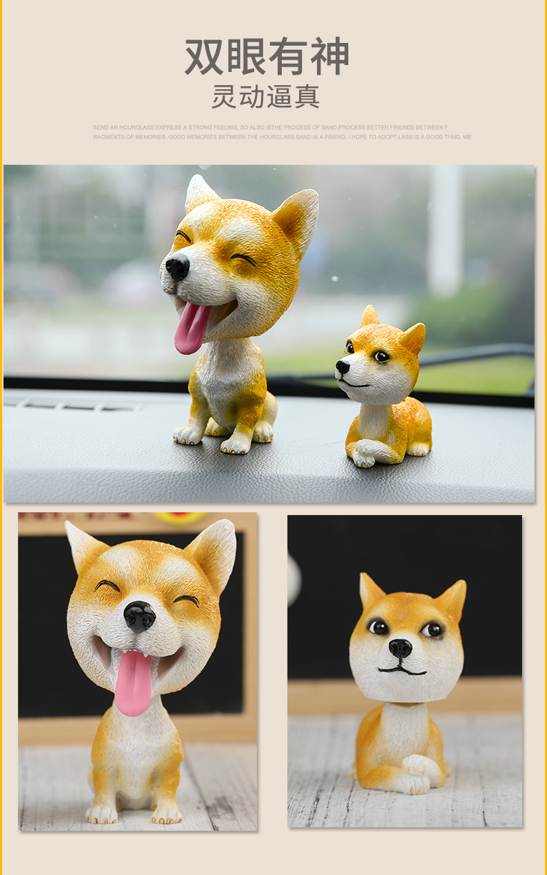 Đồ trang trí xe sáng tạo, dễ thương, lắc chó, phụ kiện xe hơi, xe an toàn, trang trí xe, huskies đồng hồ trang trí ô tô