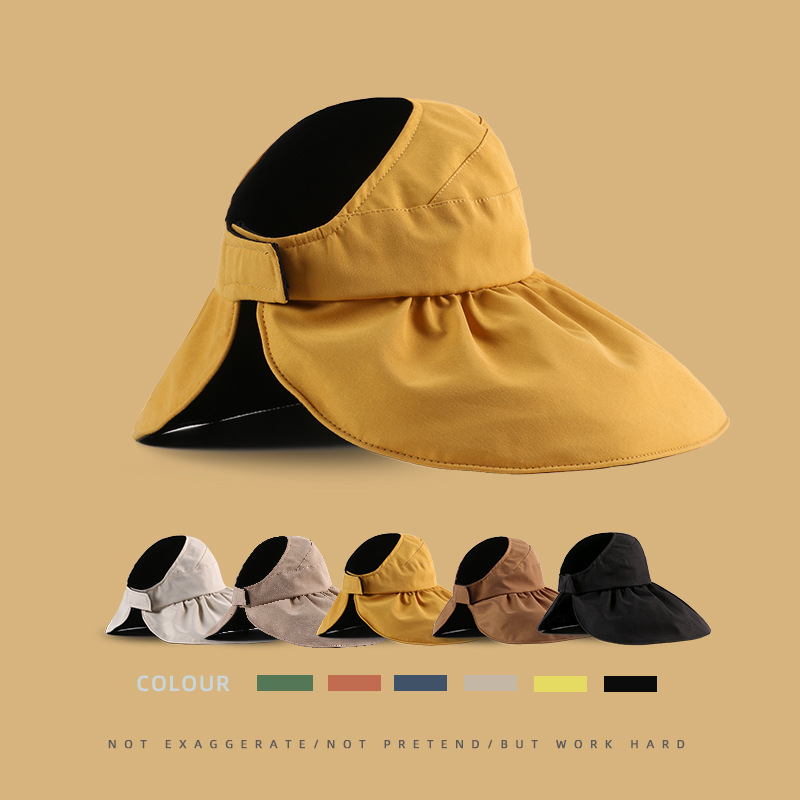 Large head circumference sun hat female anti-UV empty top sun hat cover face big brim travel sun hat summer