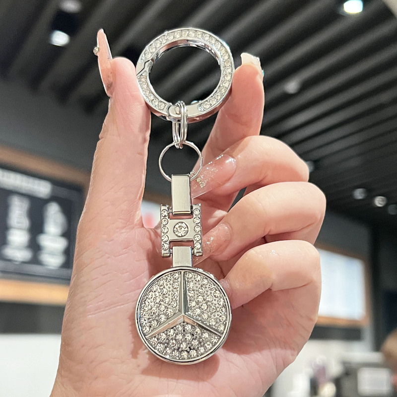 Car Mercedes-Benz Volkswagen Keychain Pendant Zinc Alloy Cute Diamond-Encrusted Key Chain Supplies Key Bag Cover for Men and Women