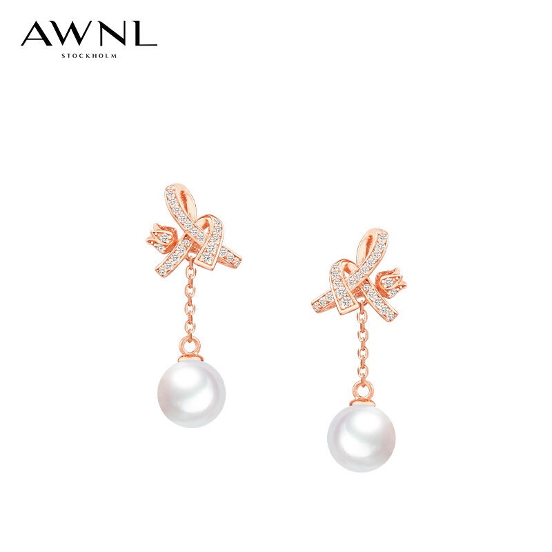 AWNL happiness Suzuki silver pearl earrings woman 925 silver and American small crownins sending girlfriend birthday light extravagant gift