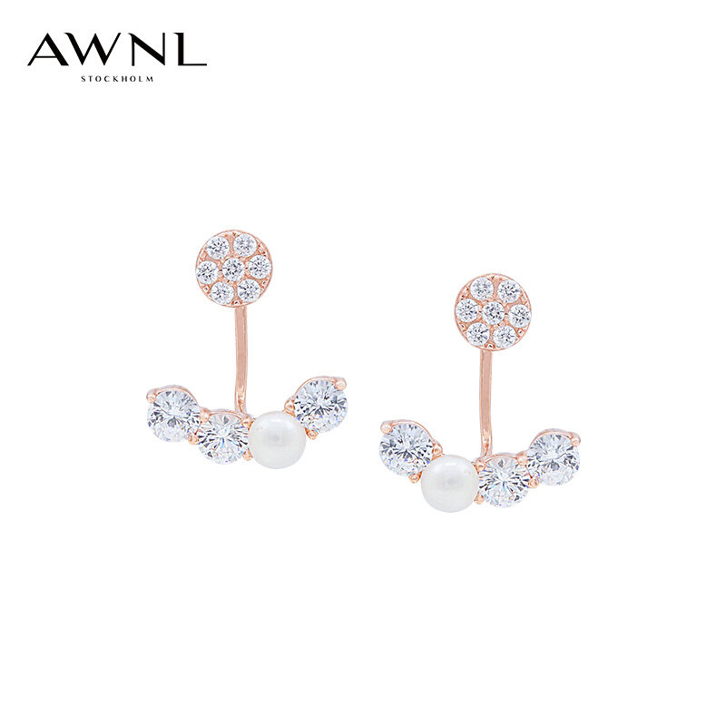 AWNL true love heart silver pearl zircon earrings woman s925 silver small crowdgiving girlfriend light extravagant birthday present