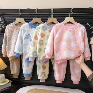 Thickened suit warm baby winter plush velvet children's clothing for boys