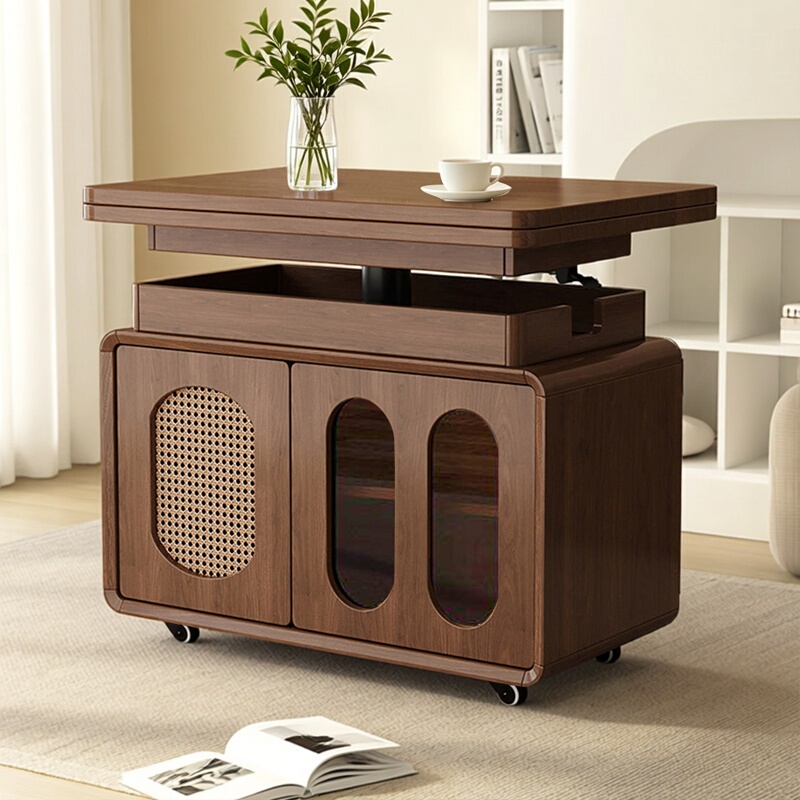 Movable Coffee Table, Adjustable Height, Foldable, Small Apartment, Solid Wood Tea Table, Multifunctional Dining Table, Sofa Side Table Movable Coffee Table, Adjustable Height, Foldable, Small Apartment, Solid Wood Tea Table, Multifunctional Dining Table, Sofa Side Table