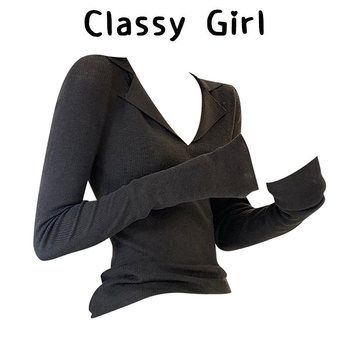 Design sense bottoming top sweater polo design sense