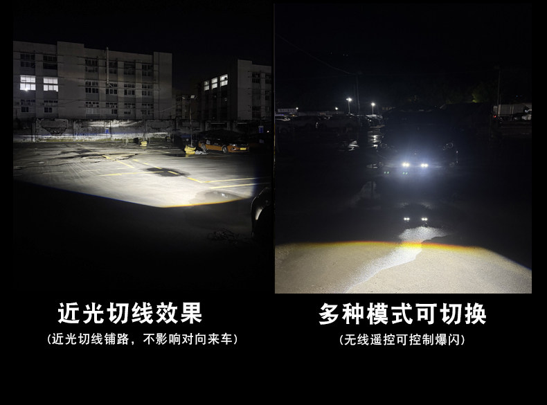 Внедорожные огни 汽车中网隐藏式射灯高亮改装led激光越野货车雾灯黄白双色铺路灯