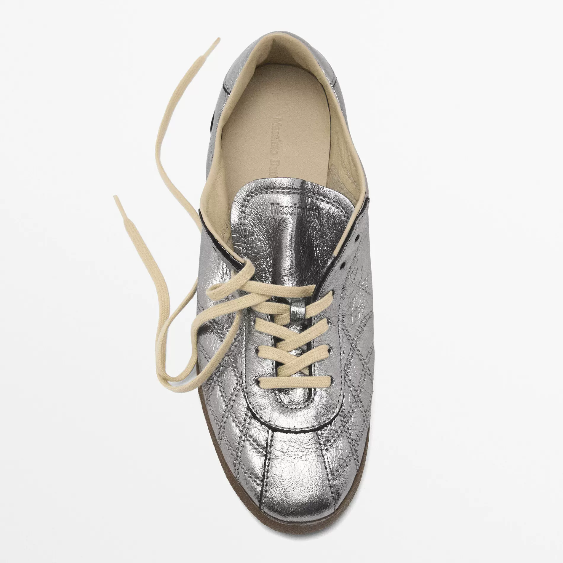 Массио Дут women's shoes silver metallic leather retro тренд модная повседневная обувь на шнуровке кроссовки MD