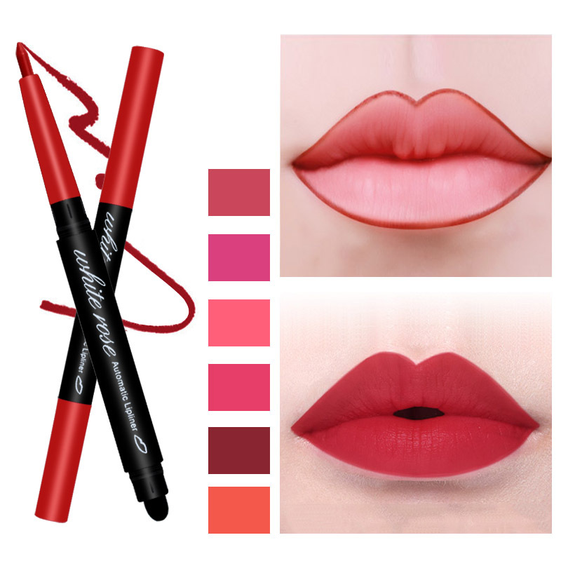 Rose Girl Automatic Swivel Lip pen waterproof durable No off color beginner lip hit bottom bite lip woman