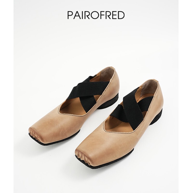 Um Handmade Shoes, Retro Ballet Shoes for Women, Cross-Strap Square-Toe Pig Nose Shoes, New Chinese-Style Mary Jane Shoes for Women