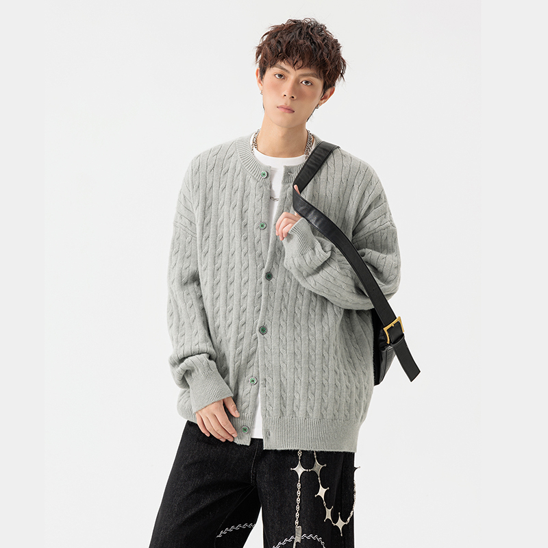 Wolf Jees Retro Cable Knit Cardigan Sweater for Men and Women, Loose Fit, Couple Style, Casual Long-Sleeve Knitwear Jacket Wolf Jees Retro Cable Knit Cardigan Sweater for Men and Women, Loose Fit, Couple Style, Casual Long-Sleeve Knitwear Jacket