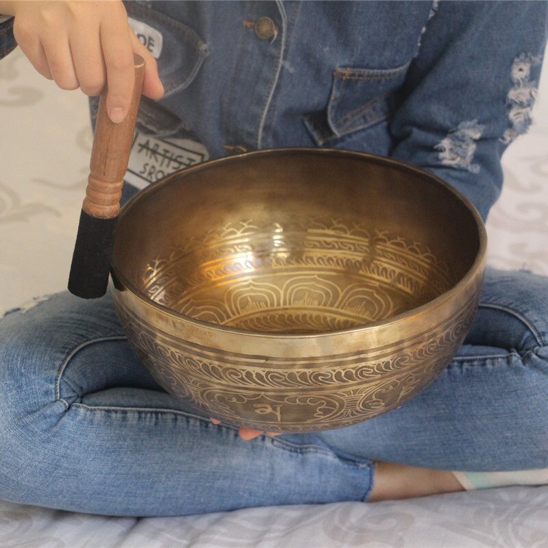 30cm Tibetan Song Bowl Sound Therapy Pure handmade professional Buddha sound bowl transferred through copper bowl SPA physiotherapy bowl Meng yoga bowl