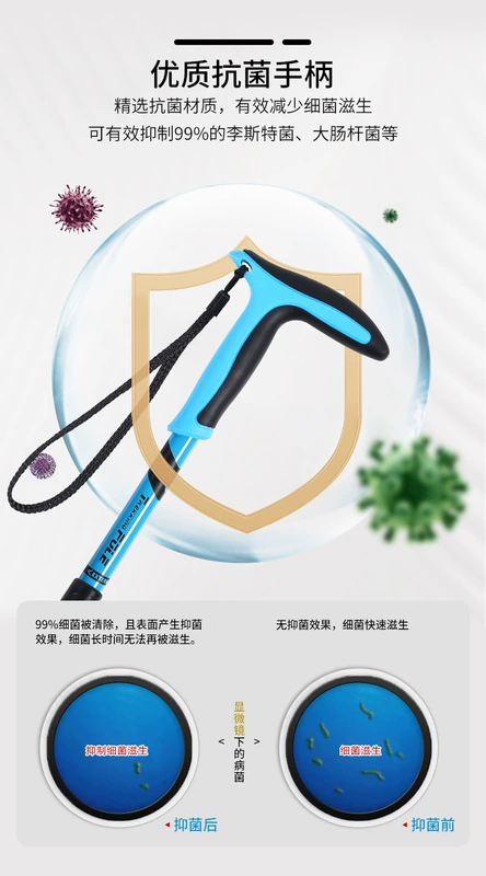 gậy leo núi carbon Câu cá Gấu hợp kim nhôm đi bộ cực chống trơn trượt hình chữ T cực chống trượt gấp di động ngoài trời tay cầm kháng khuẩn gậy leo núi naturehike gậy leo núi carbon