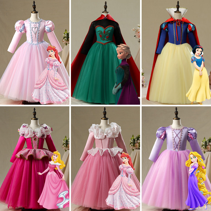 Princess Esha Princess Dress Girl Sufia White Snow Princess Dress Children Gown Summer Little Girl Love Sand Play Out