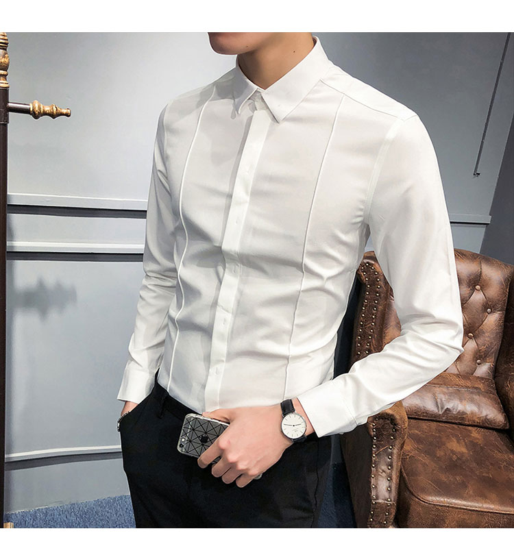 Áo sơ mi dài tay màu sắc giản dị mùa xuân nam phiên bản Hàn Quốc của áo sơ mi nam thời trang Slim xu hướng đẹp trai áo sơ mi Anh đẹp trai - Áo  áo sơ mi nam tay ngắn