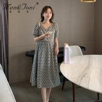 Men & Joni montomi maternity summer fashion dress tide mom retro polka dot strap long