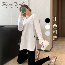 Men & Joni Montomi pregnant women Spring long sleeve T-shirt long-length personality split versatile three-color shirt tide