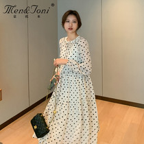 Men & Joni montomi pregnant dress spring new polka dot chiffon skirt with suspender skirt two-piece