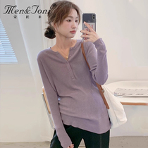 Men&Joni Mentomi maternity sweater early autumn casual long-sleeved elastic loose bottoming top mid-length