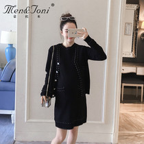Men & Joni Montomi maternity dress Spring and Autumn Set Fashion Small Fragrant Knitted Skirt Two-piece Tide Hot Mom