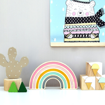 ins Nordic rainbow ornaments building blocks solid wood childrens room decoration baby toys gifts creative photography props