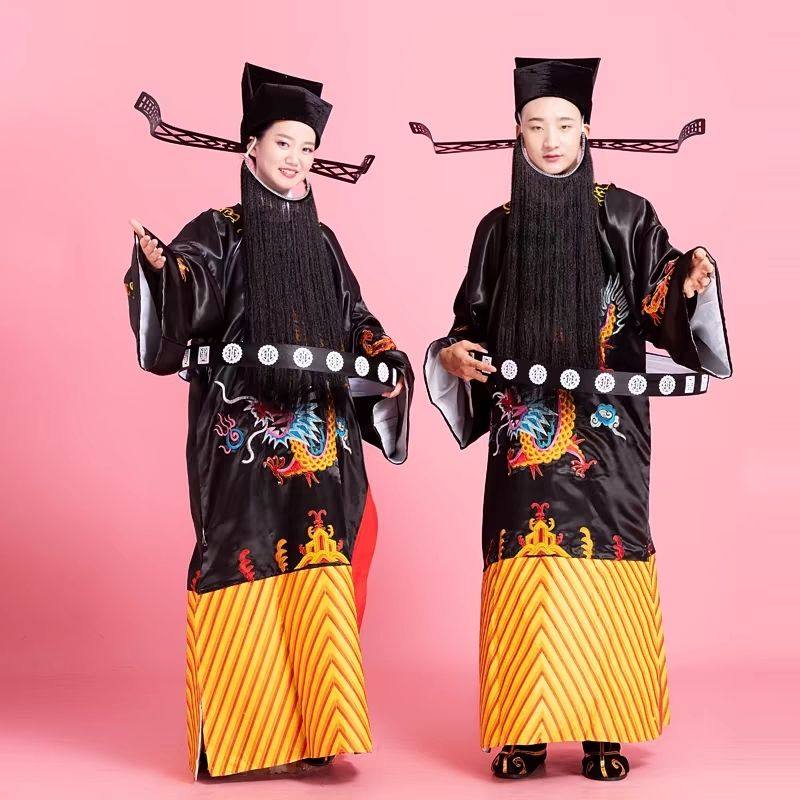 包青天服装蟒袍包公演出服包公服装一整套古代明朝儿童戏剧服装