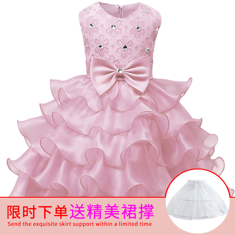 2022 new children's dress princess dress girl fluffy yarn small flower girl wedding dress piano performance costume catwalk summer